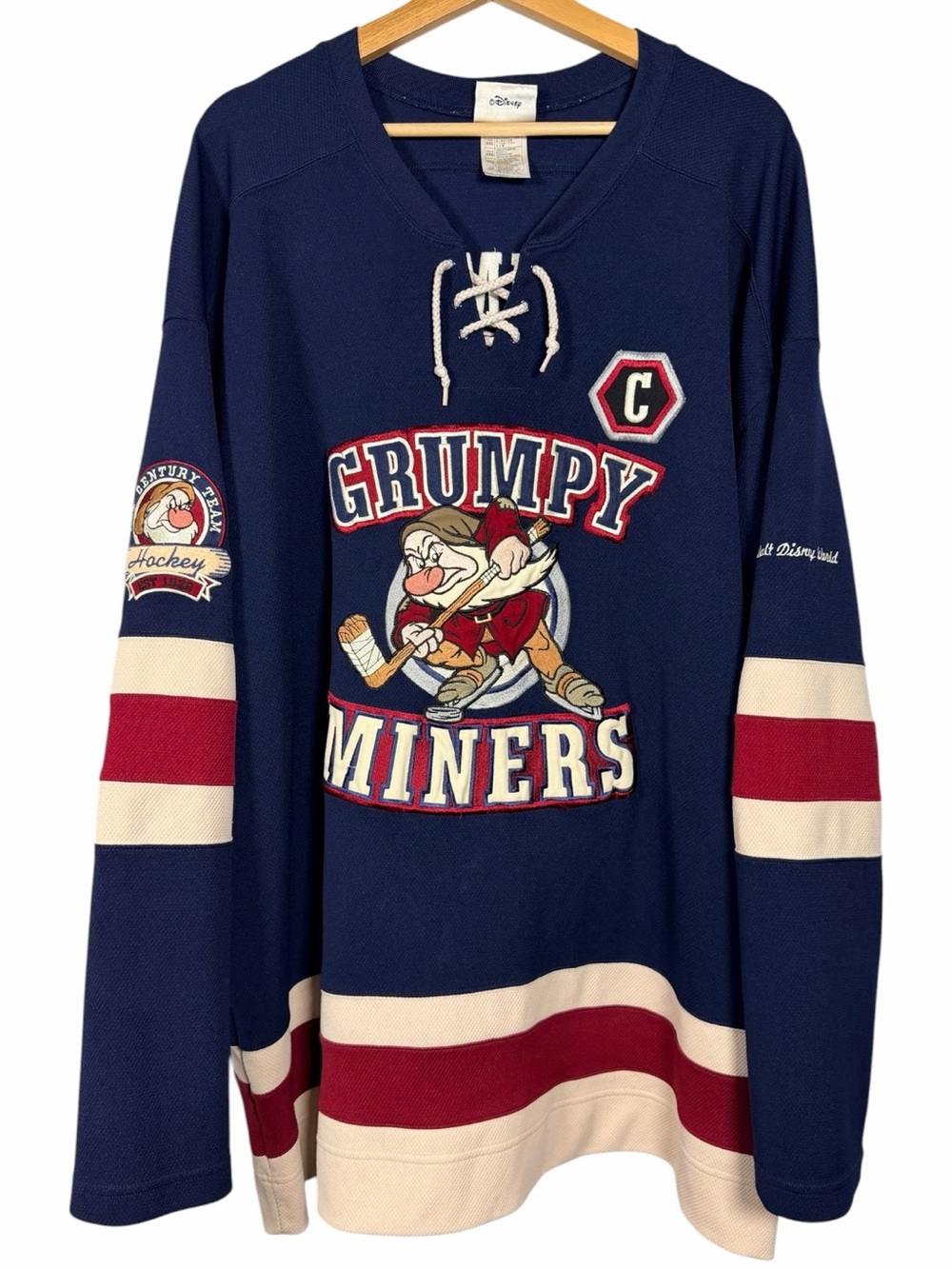Vintage Disney Grumpy Miners Hockey Jersey XXL Y2K Walt Disney World 37